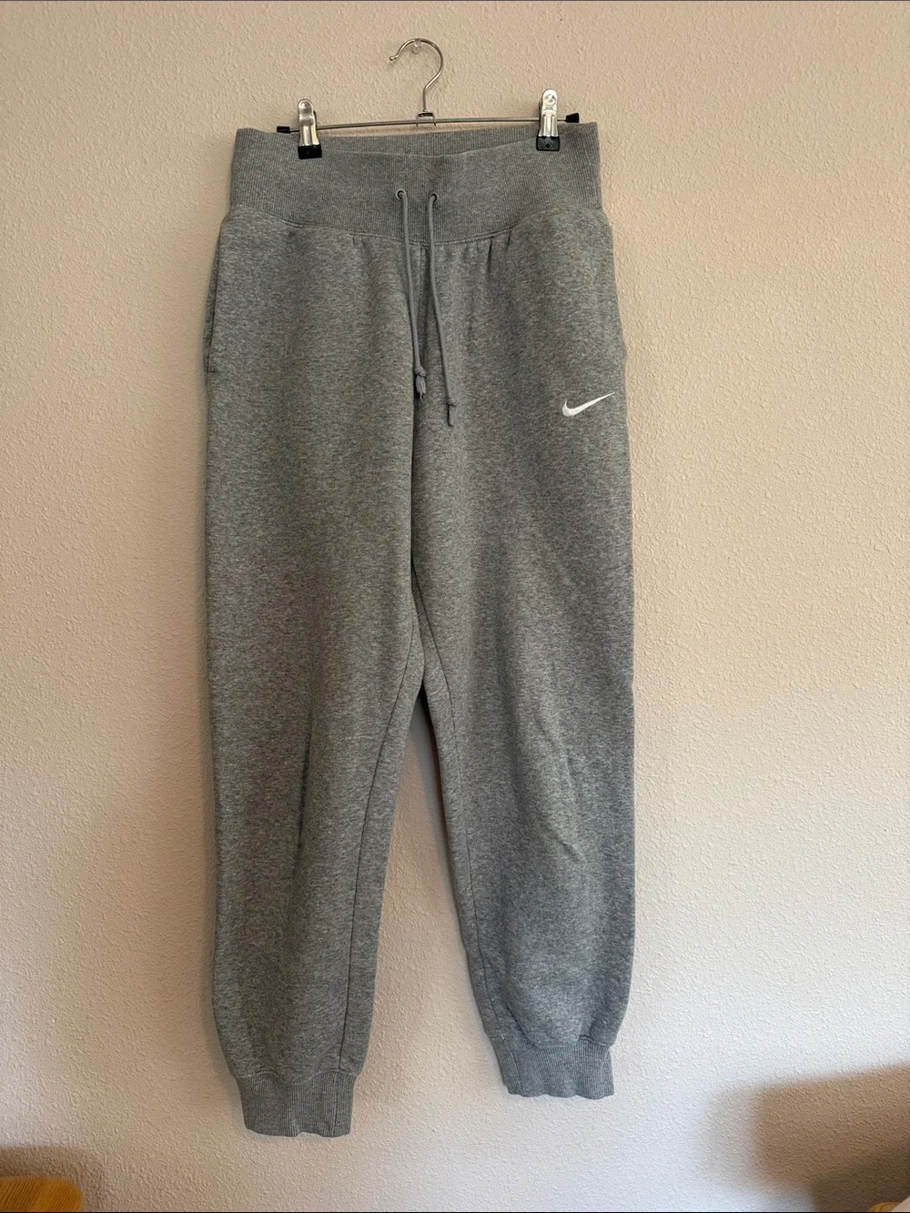 Nike Gray Fleece Joggers with White Swoosh